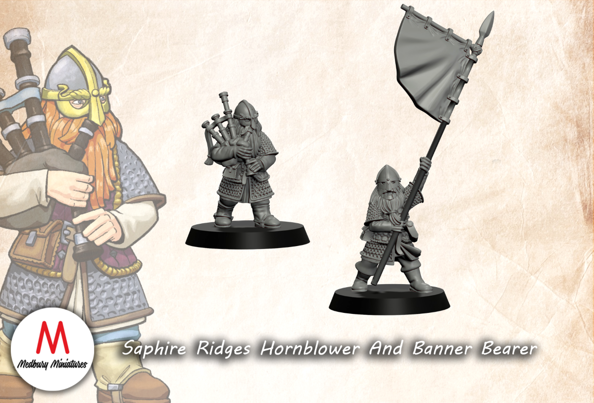 Hornblower and bannermen of the Dwarfs