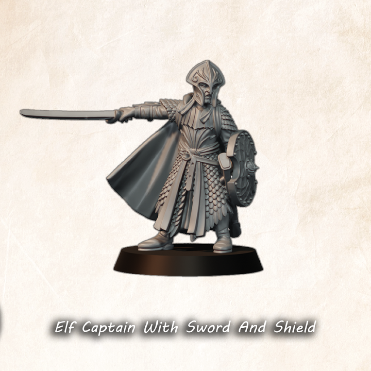 Elben Captain mit Schwert und Schild