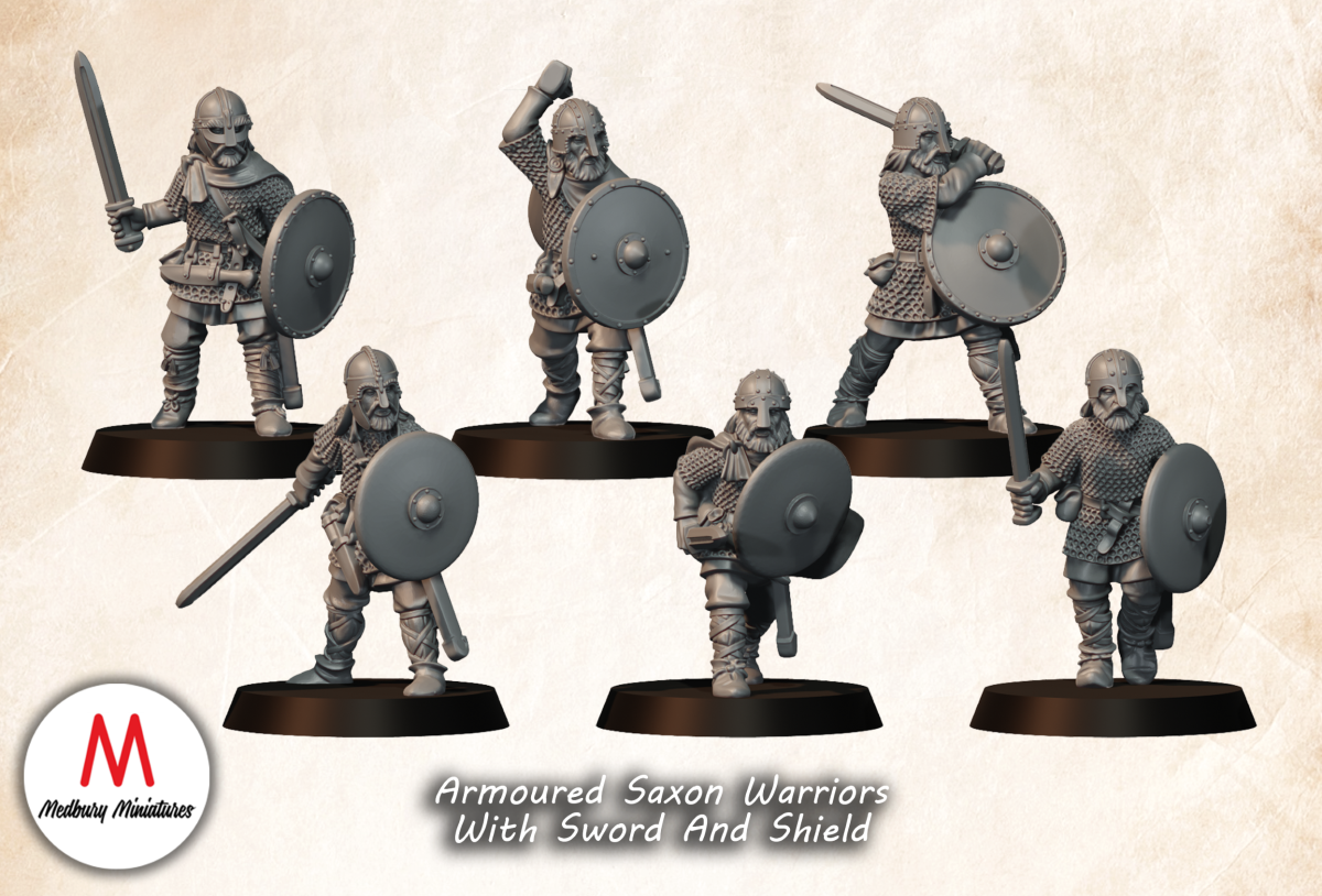 Armoured Saxon Warriors with sword and shield