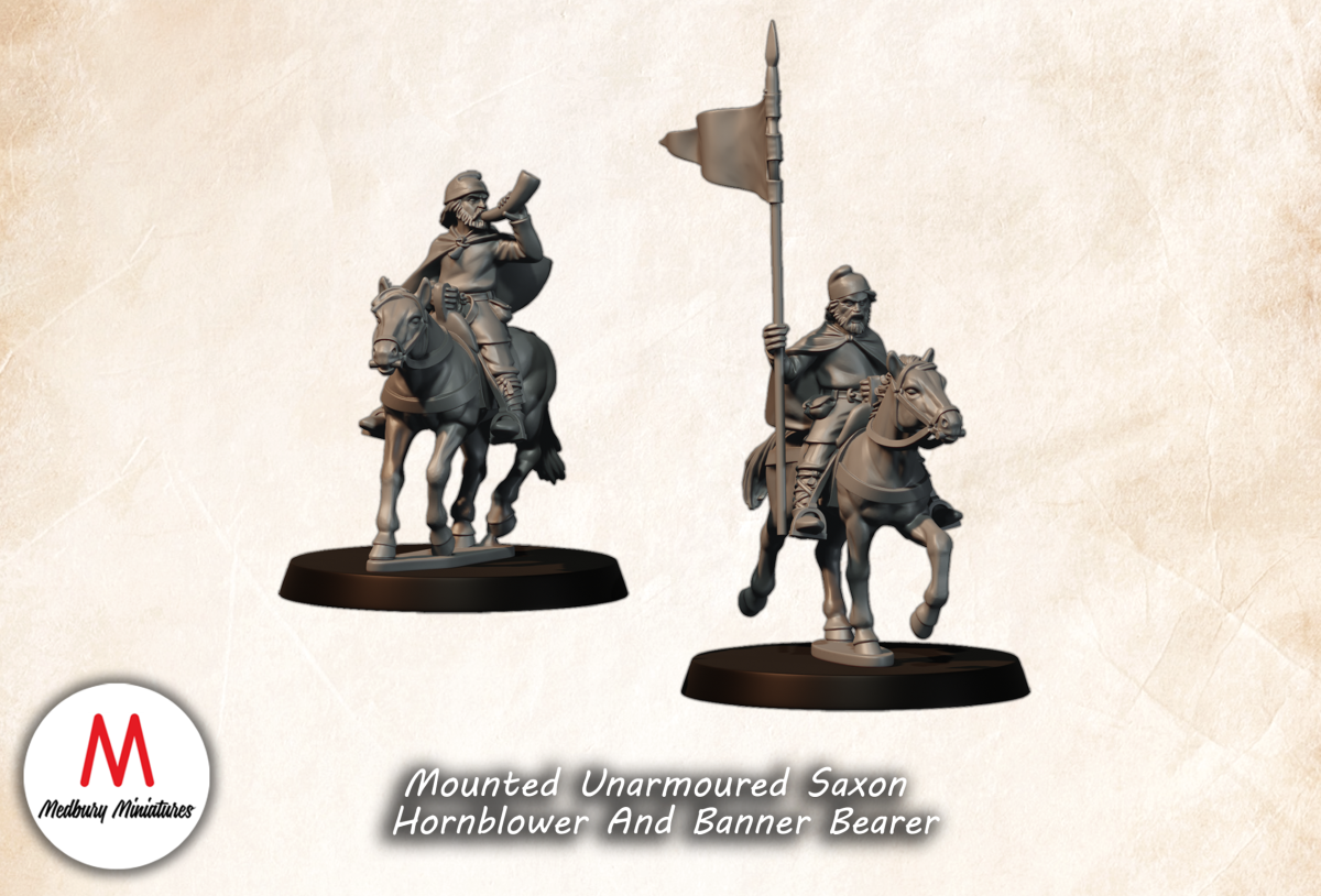 Mounted unarmoured Saxon banner and Hornblower