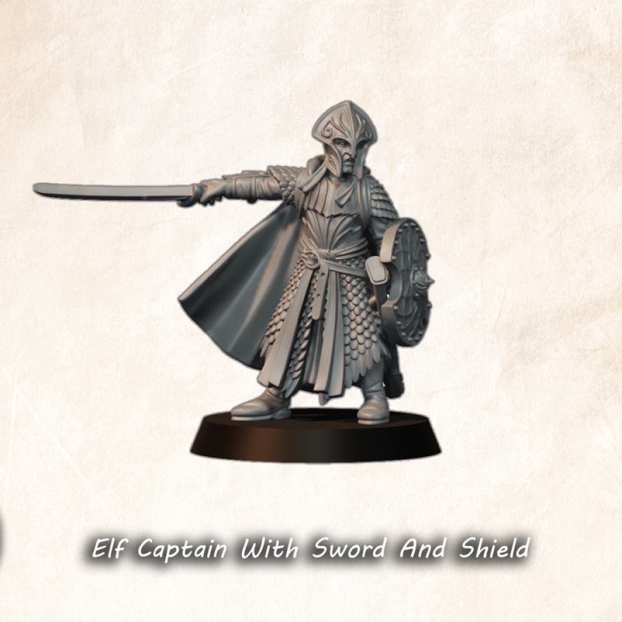 Elben Captain mit Schwert und Schild