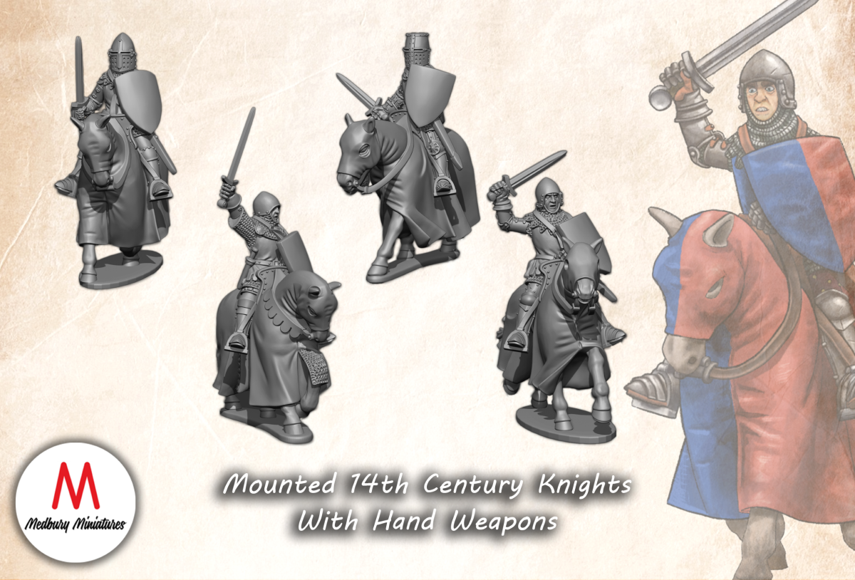 14th-century knight with hand weapons