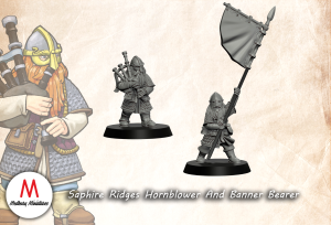 Hornblower and bannermen of the Dwarfs