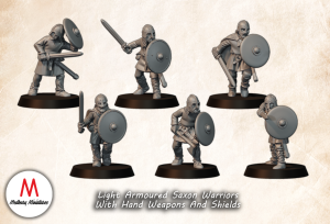 light armoured saxon warriors with heand weapons and shield