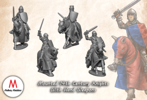 14th-century knight with hand weapons